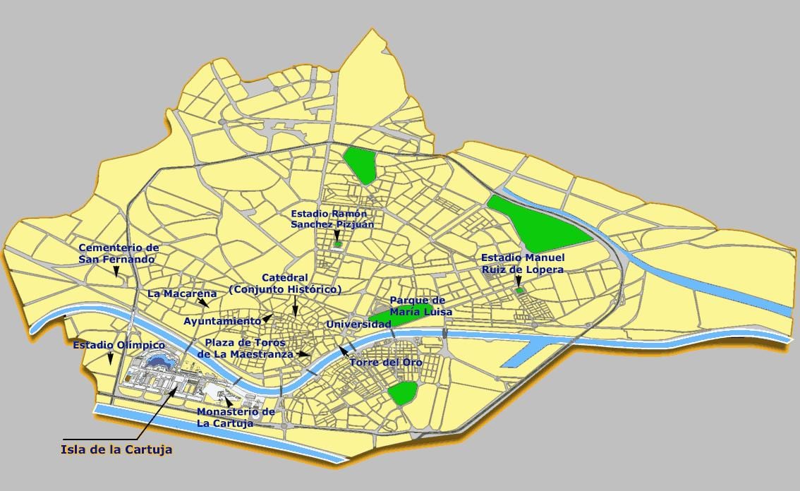 Seville испани газрууд газрын зураг
