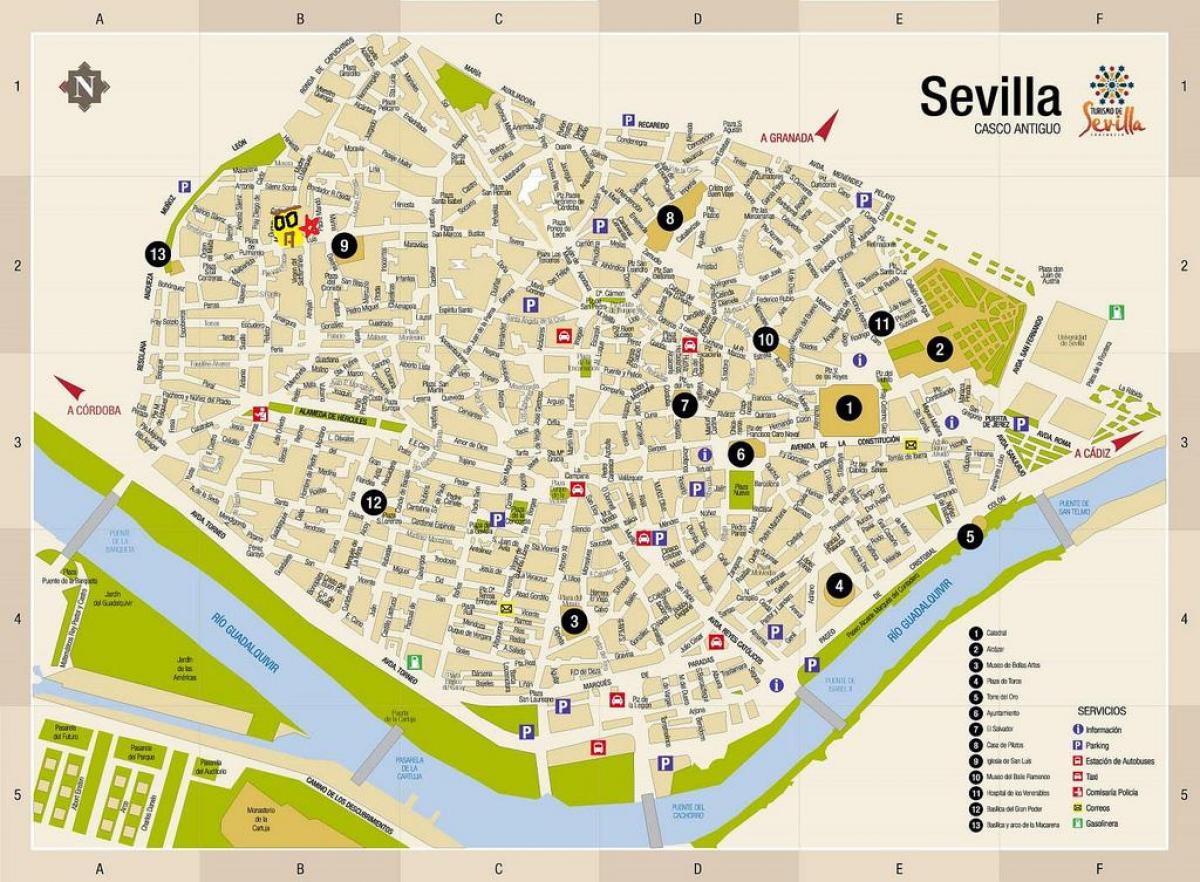 газрын зураг, чөлөөт гудамжны зураг Seville испани